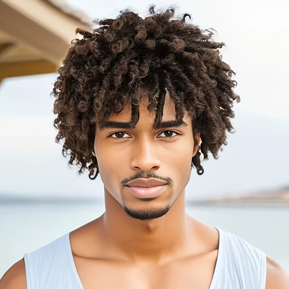 Perruque dreadlocks Saisity pour homme - Perruque synthétique courte afro