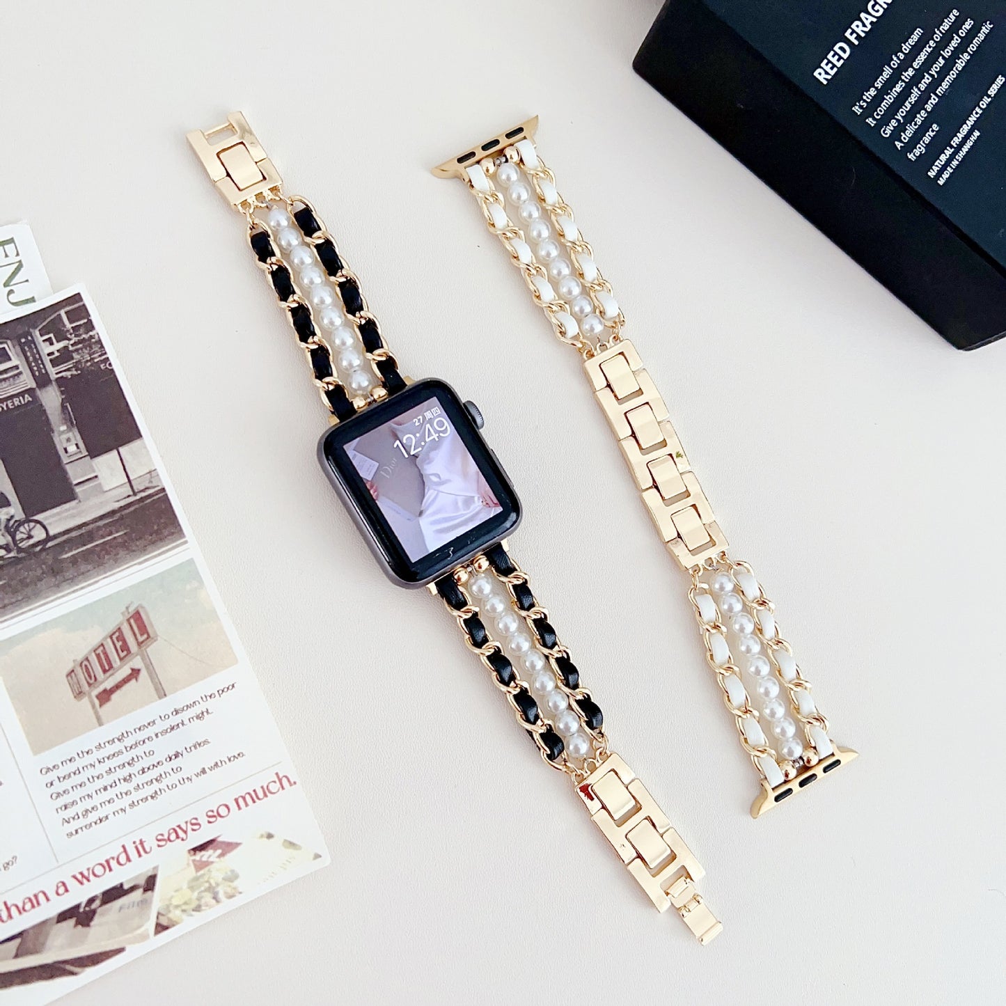 Bracelet de montre en cuir avec perles métalliques - Topdecheztop.fr