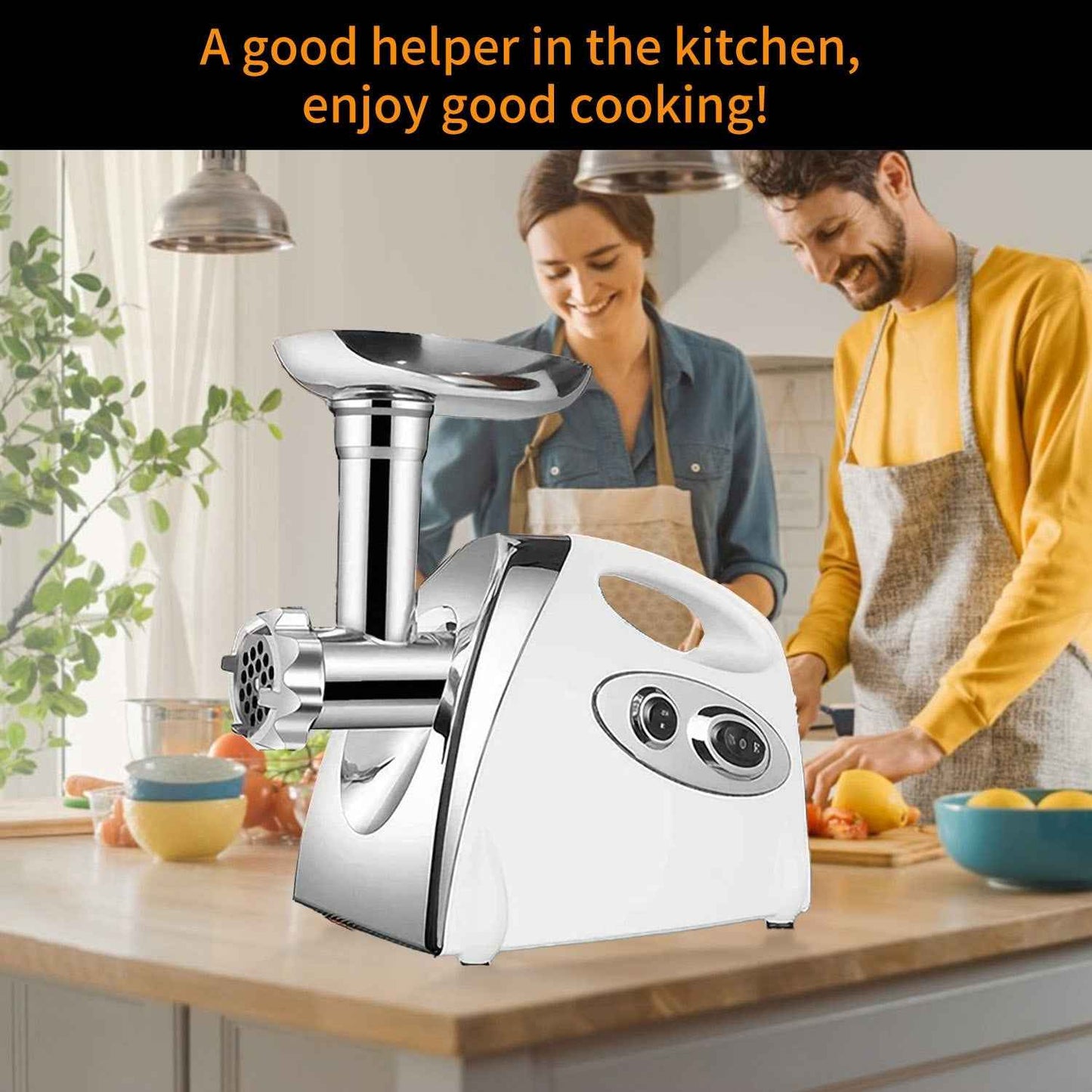 1PC Stainless Steel High Power Electric Meat Grinder, Meat Mincer Machine Household Sausage Maker, Local Warehouse | Powerful Motor, Multi-Plate Grinding, Meat Filler Tool | Russian Italian Sausage Hot Dog Maker