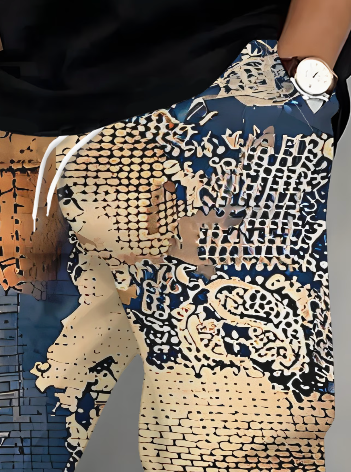 Jogging à la mode pour homme avec textures abstraites et géométriques