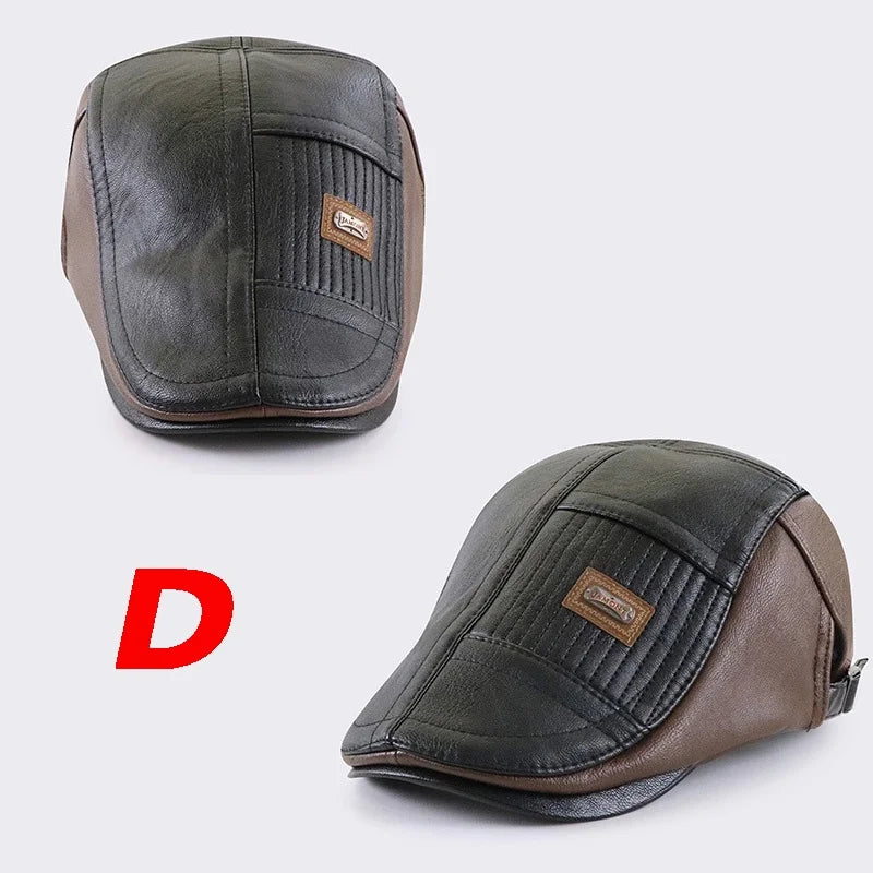Béret en cuir, chapeau gavroche rétro