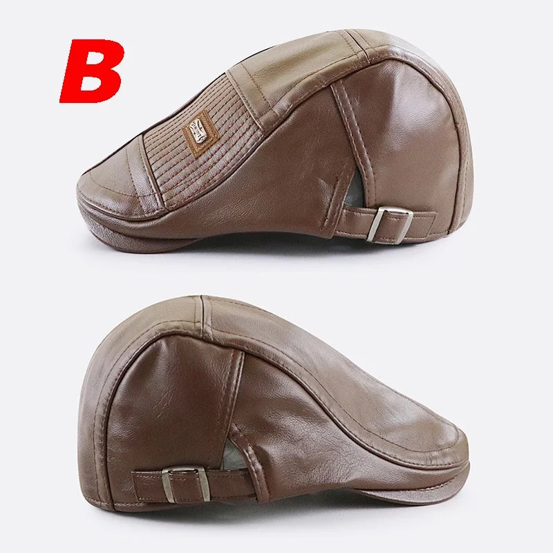 Béret en cuir, chapeau gavroche rétro