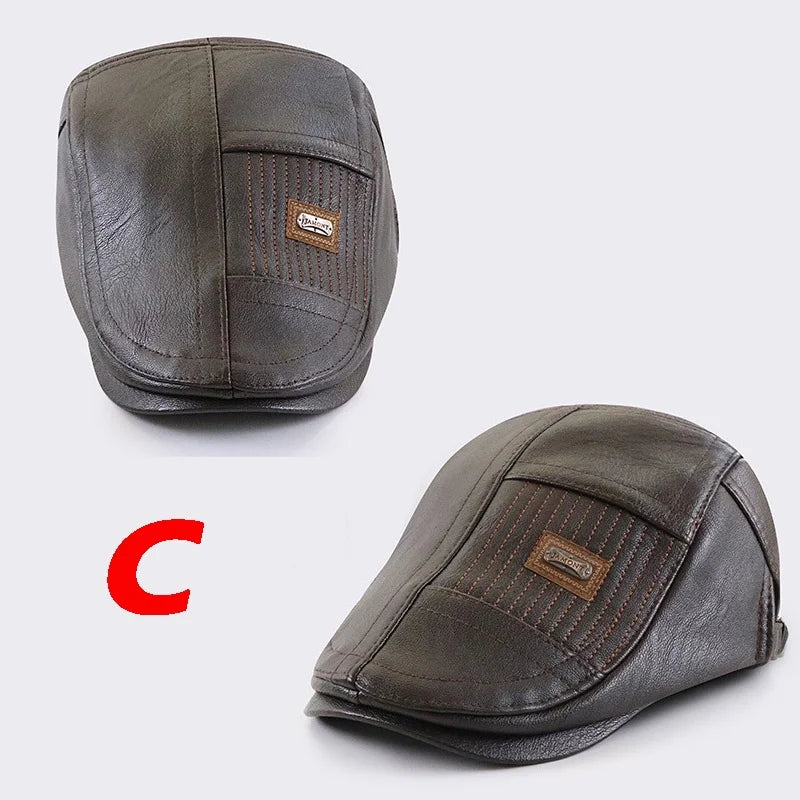 Béret en cuir, chapeau gavroche rétro