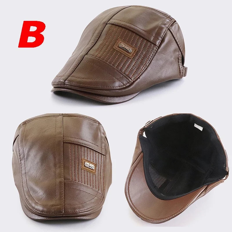 Béret en cuir, chapeau gavroche rétro