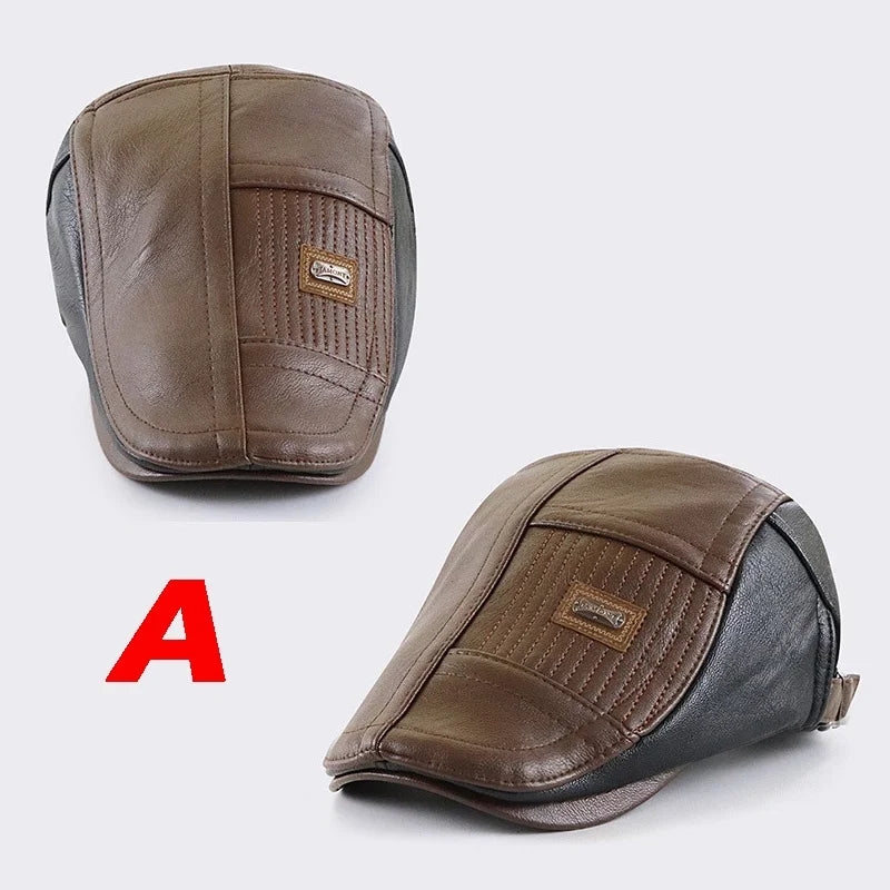 Béret en cuir, chapeau gavroche rétro