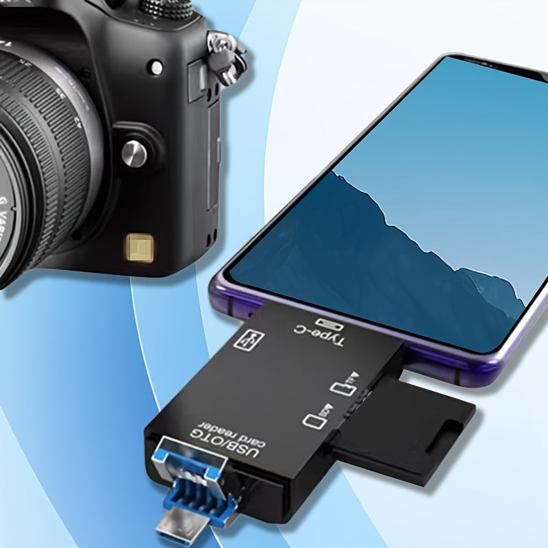 Lecteur de cartes OTG multifonction 6 en 1, adaptateur de carte SD/TF et clé USB