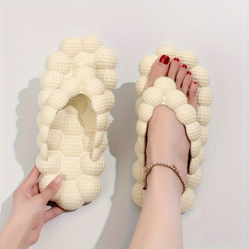 Women's Solid Color Bubble Slides, Trendy EVA Summer Flip Flops, Indoor & Outdoor Beach Slide Shoes - Topdecheztop.fr