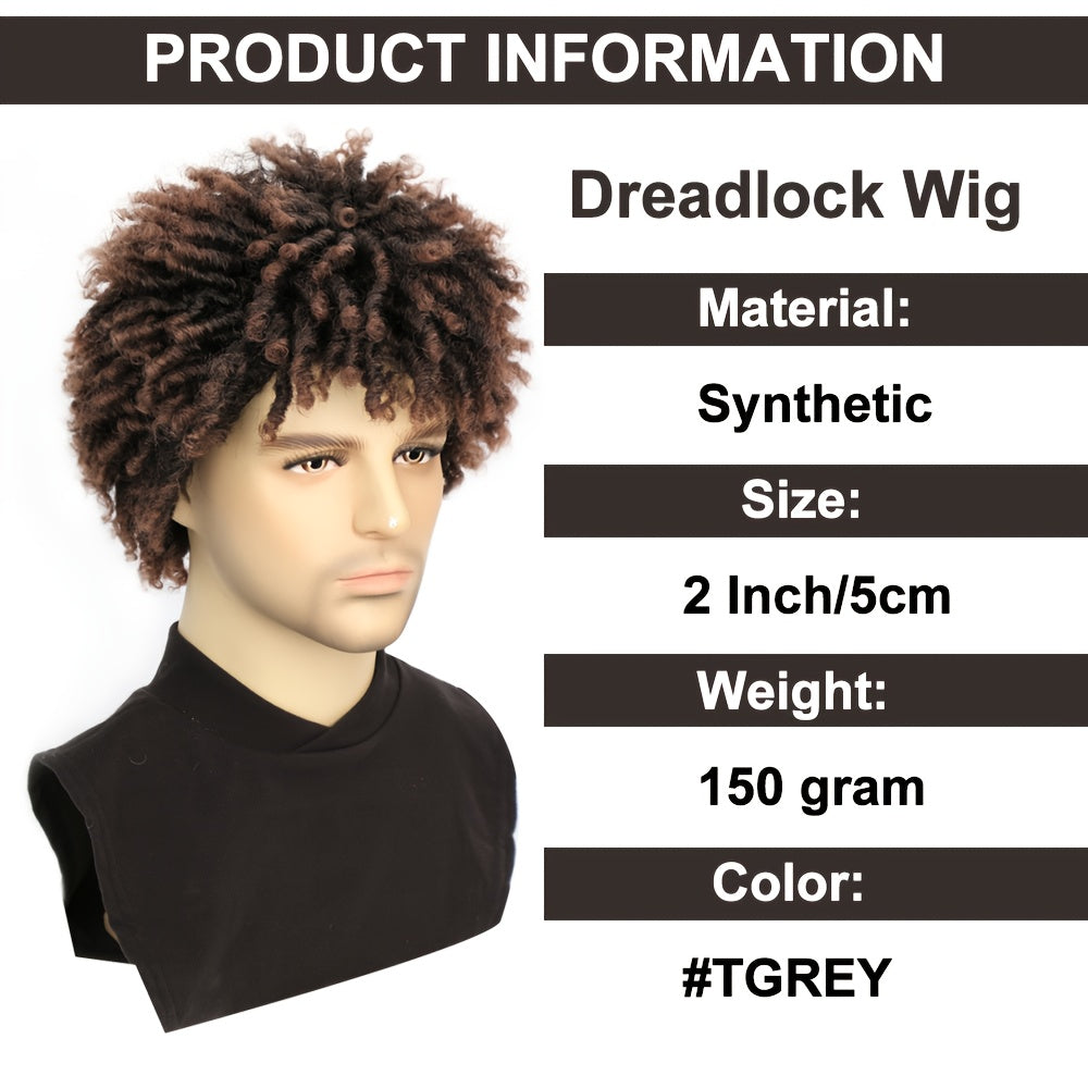 Perruque dreadlocks Saisity pour homme - Perruque synthétique courte afro