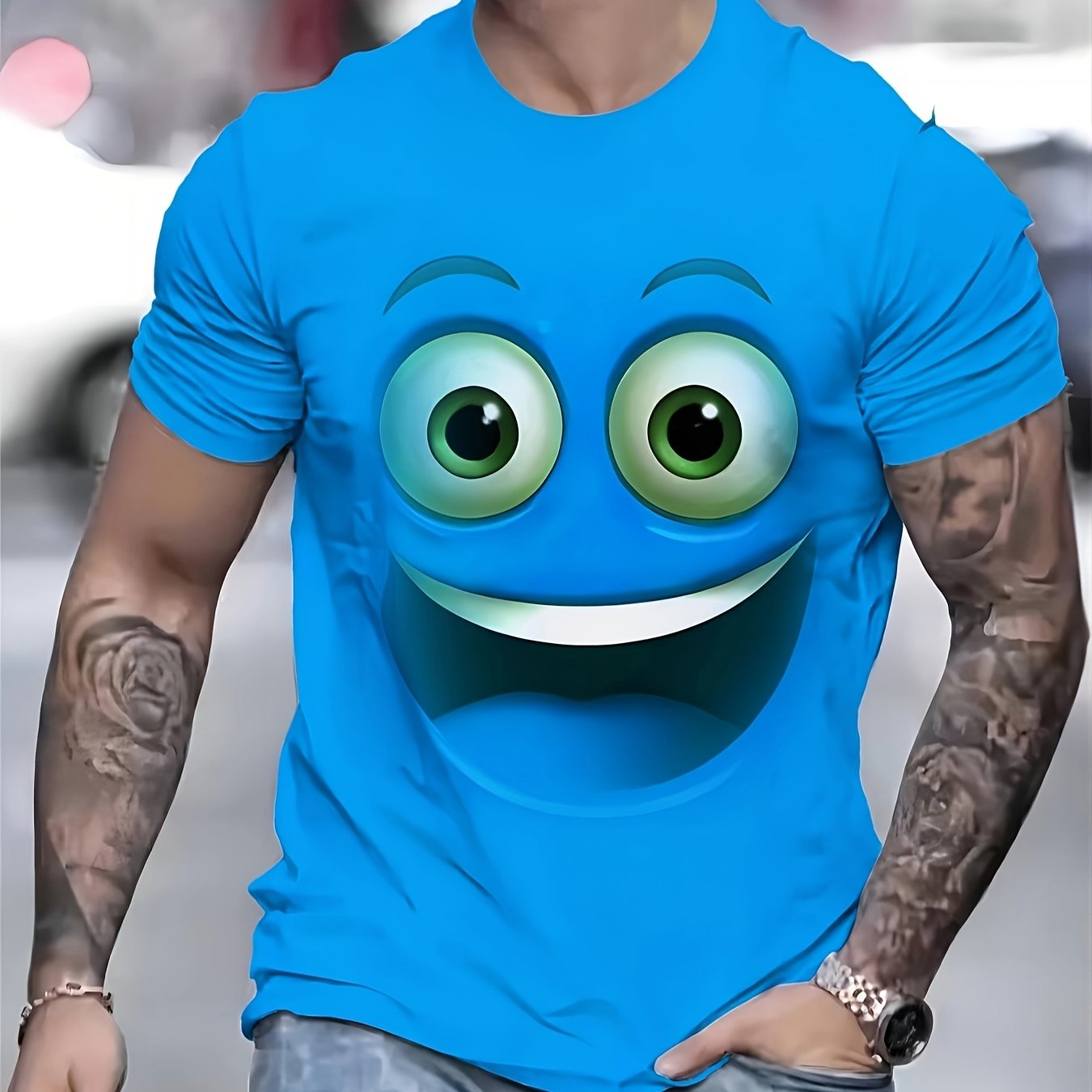 T-shirt homme imprimé visage de dessin animé 3D