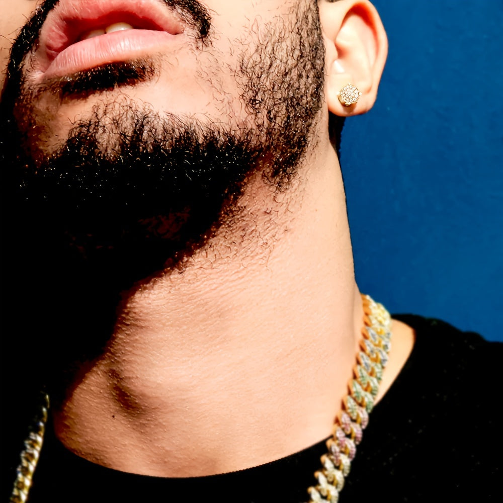 Lot de 2 boucles d'oreilles hip-hop pour homme