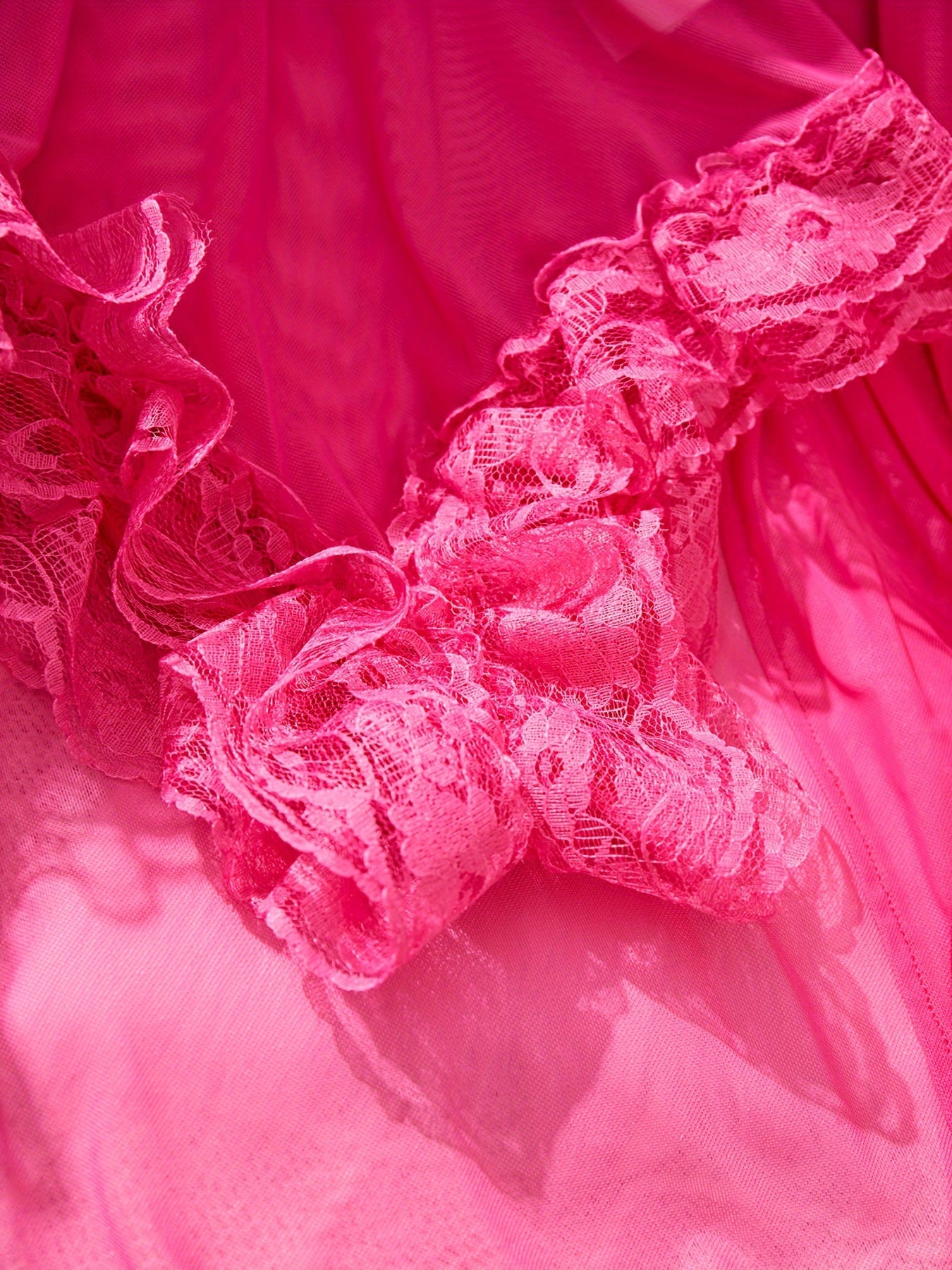 Ensemble de lingerie en dentelle contrastée unie, body et peignoir à col en V - Topdecheztop.fr