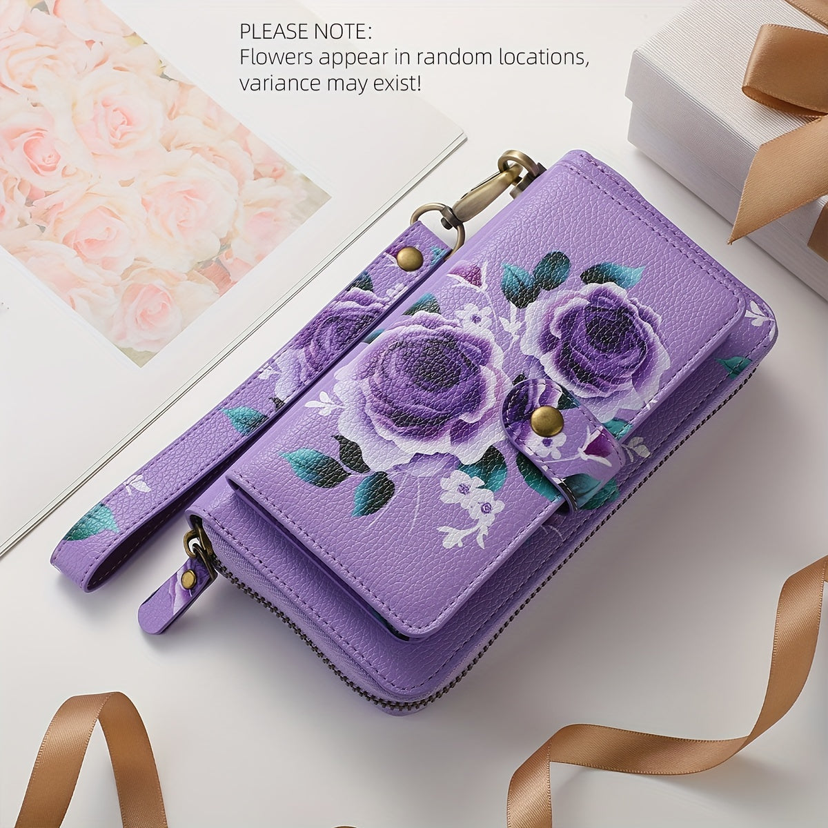 Sac à main en cuir PU à motif floral avec fermeture éclair - Topdecheztop.fr