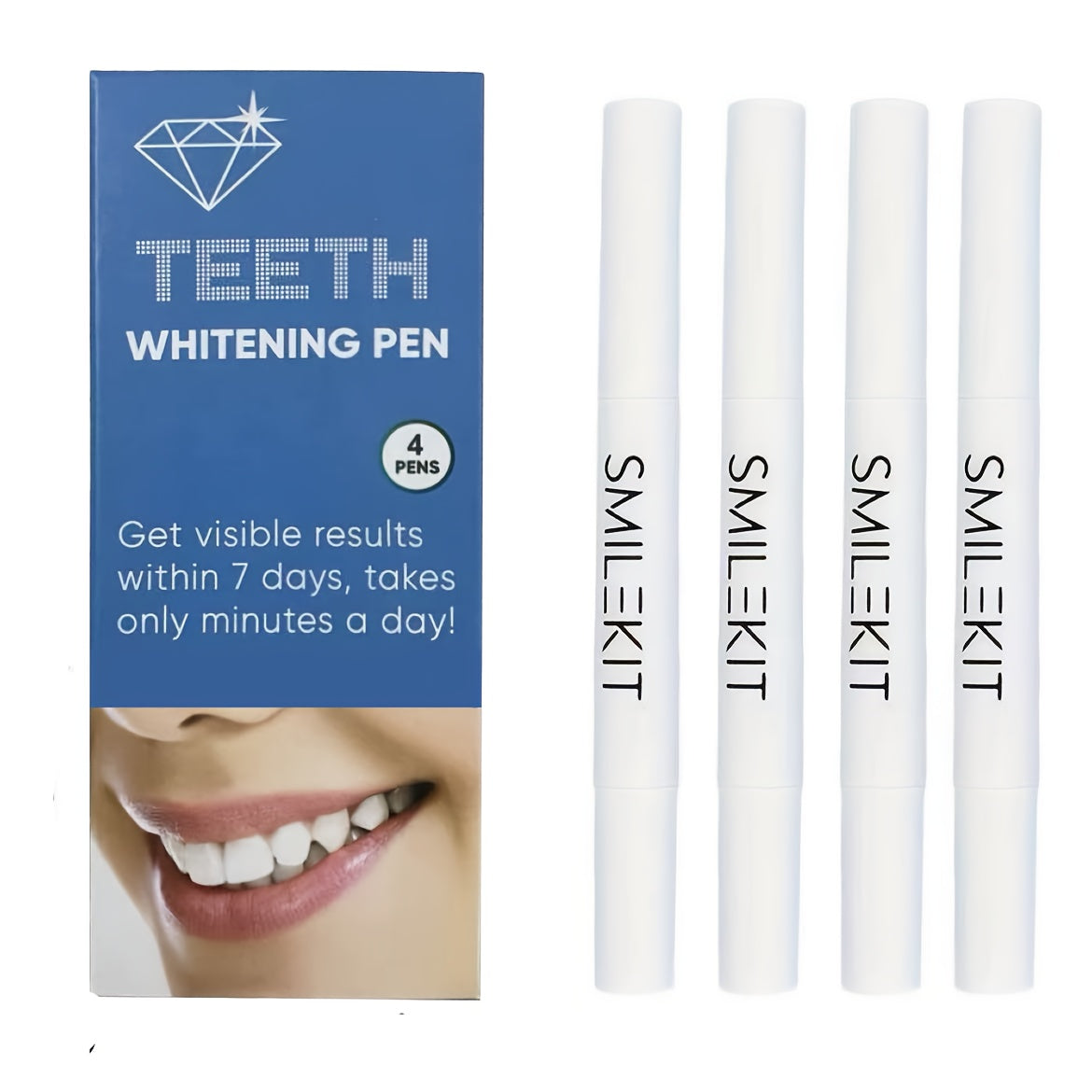 Stylo brosse à dents blanchissant (lot de 4 x 2 ml) : utilisation instantanée, sans brossage