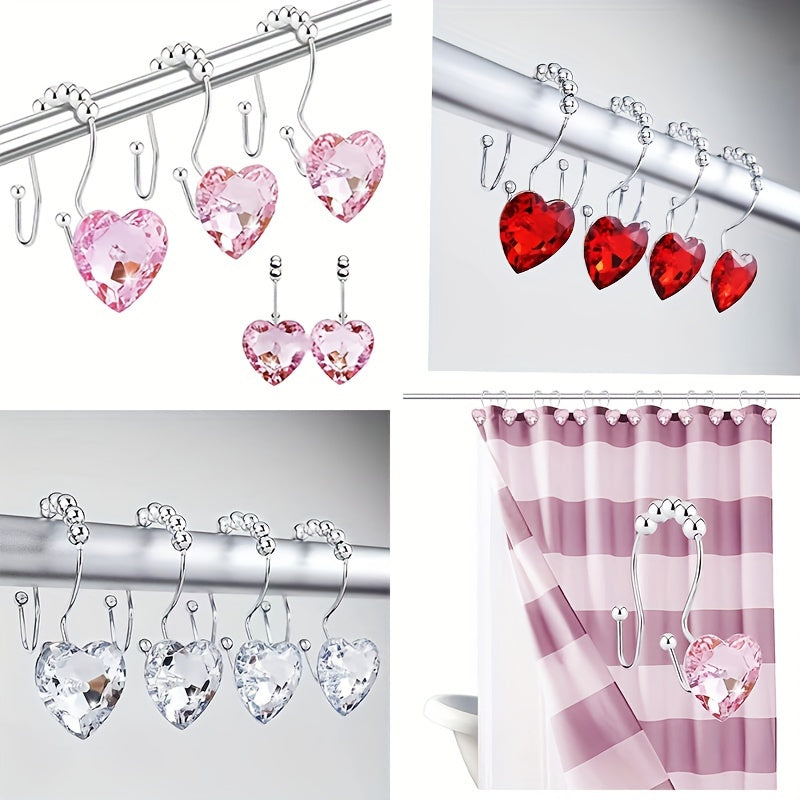 Lot de 12 crochets de rideau de douche en forme de cœur - Topdecheztop.fr