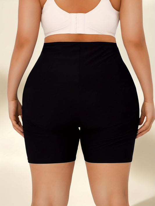 1pc Plus Size Women's Solid Color Sauna Sports Shorts, Tight Fitness Training Shapewear Pants, High Waist Gym Compression Shorts, Sauna Leggings - Topdecheztop.fr