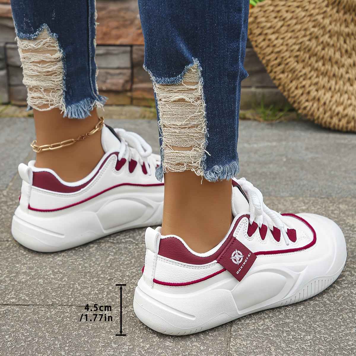 Four Seasons Trendy Ins Shoes for Women, Small Size Height Increase Shoes, Student White Shoes, Thick Sole Board Shoes for Women