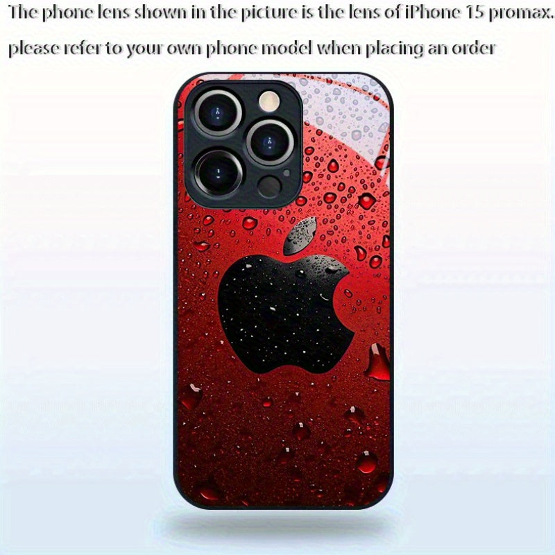 Coque de téléphone en verre renforcé haute définition avec motif pomme rouge