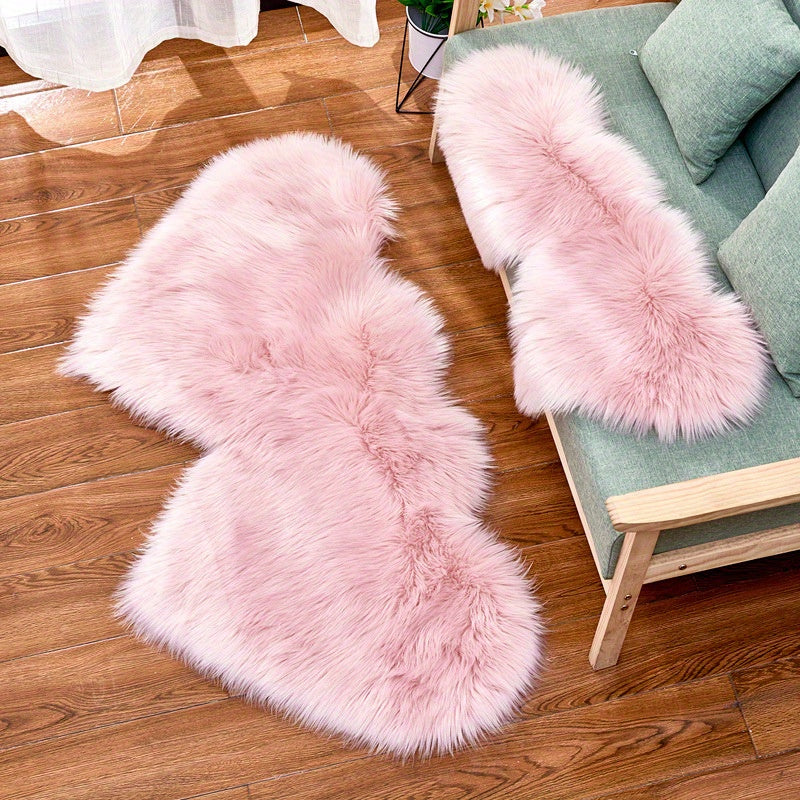 Tapis en peluche ,forme de cœur pour salon