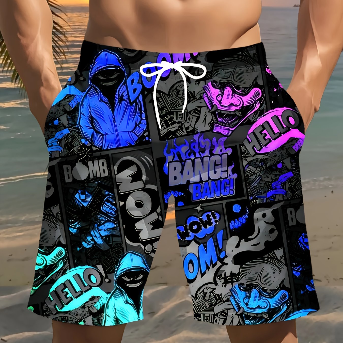 Short de plage imprimé pour homme, style hip-hop, imprimé 3D