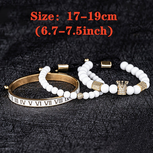 Lot de 3 bracelets à breloques en oxyde de zirconium doré pour homme - Topdecheztop.fr