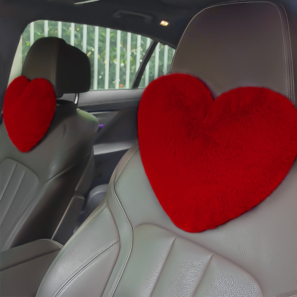 Appuie-tête de voiture (2 pièces), coussin en peluche en forme de cœur