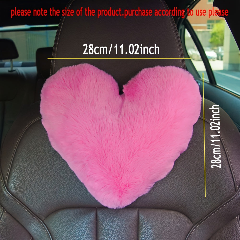 Appuie-tête de voiture (2 pièces), coussin en peluche en forme de cœur