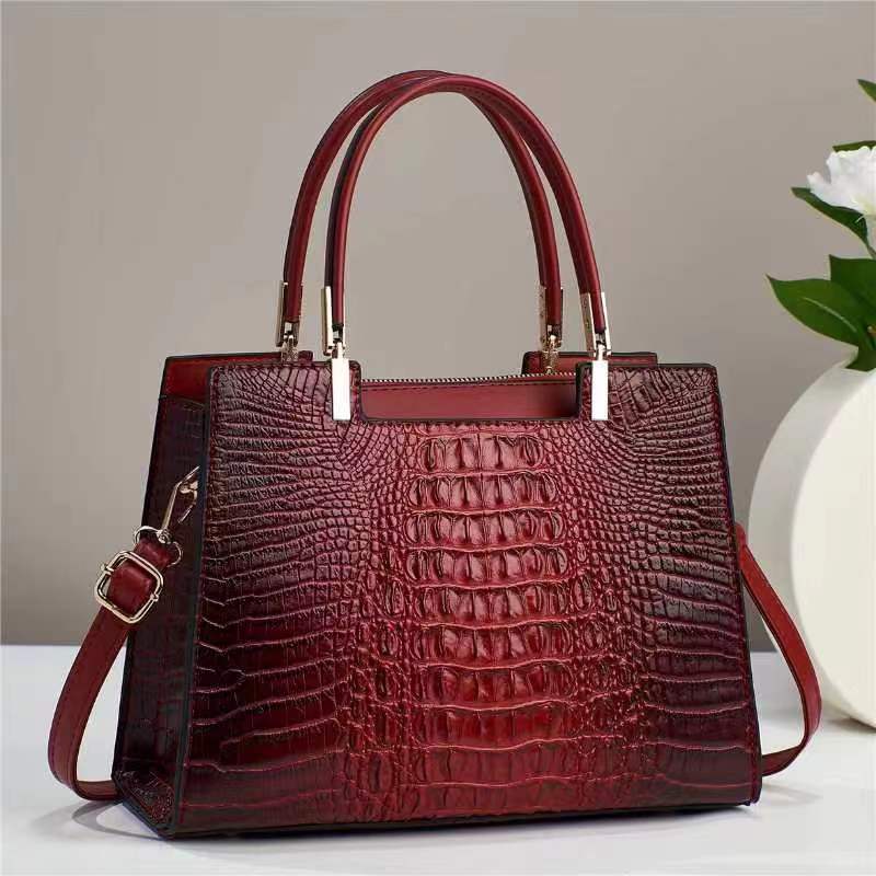 Sac à main décontracté à motif crocodile pour femme, grande capacité