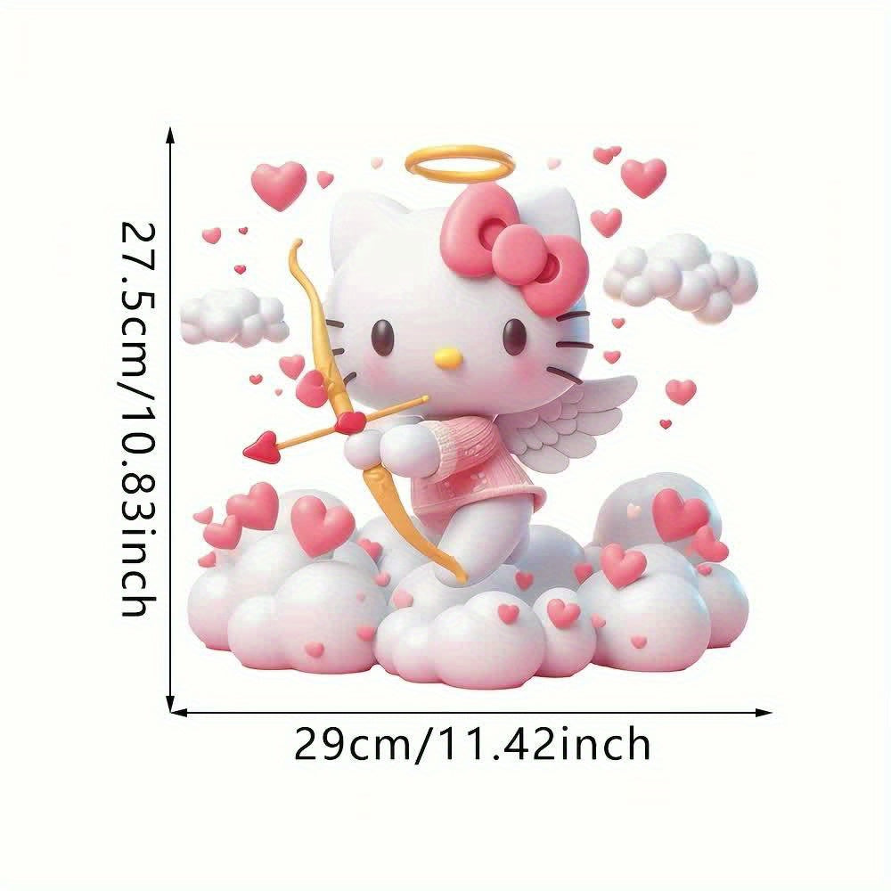 1pc Sanrio Hello Kitty Valentine's Day Toilet Sticker - Waterproof Self-Adhesive Bathroom Decal with Love Hearts & Arrows, Cute Cartoon Design for Home Decor - Topdecheztop.fr
