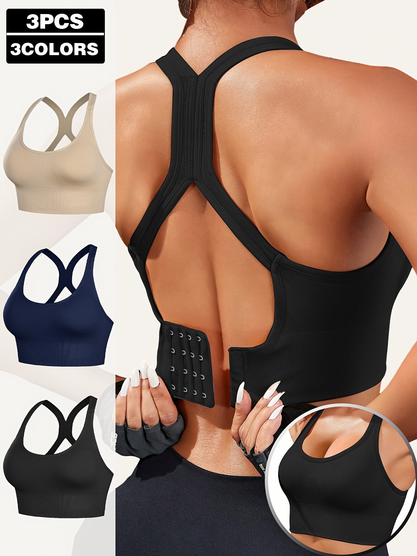 Soutien-gorge de sport dos en X pour femme, 3 pièces - Topdecheztop.fr