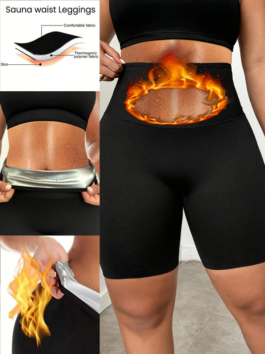 Women's High-Waisted Yoga Shorts with Waist Trimmer Technology - Sweat-Wicking 95% Polyester 5% Spandex, Tummy Control Workout Shorts for Running, Gym & Exercise - Black - Topdecheztop.fr