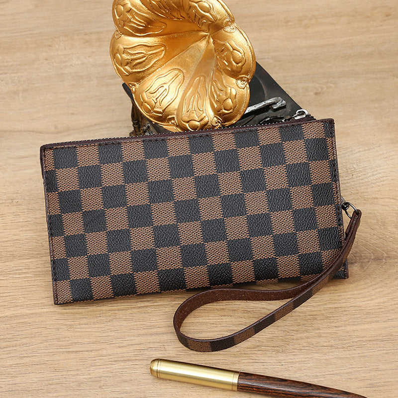 Portefeuille à fermeture éclair pour homme, motif écossais