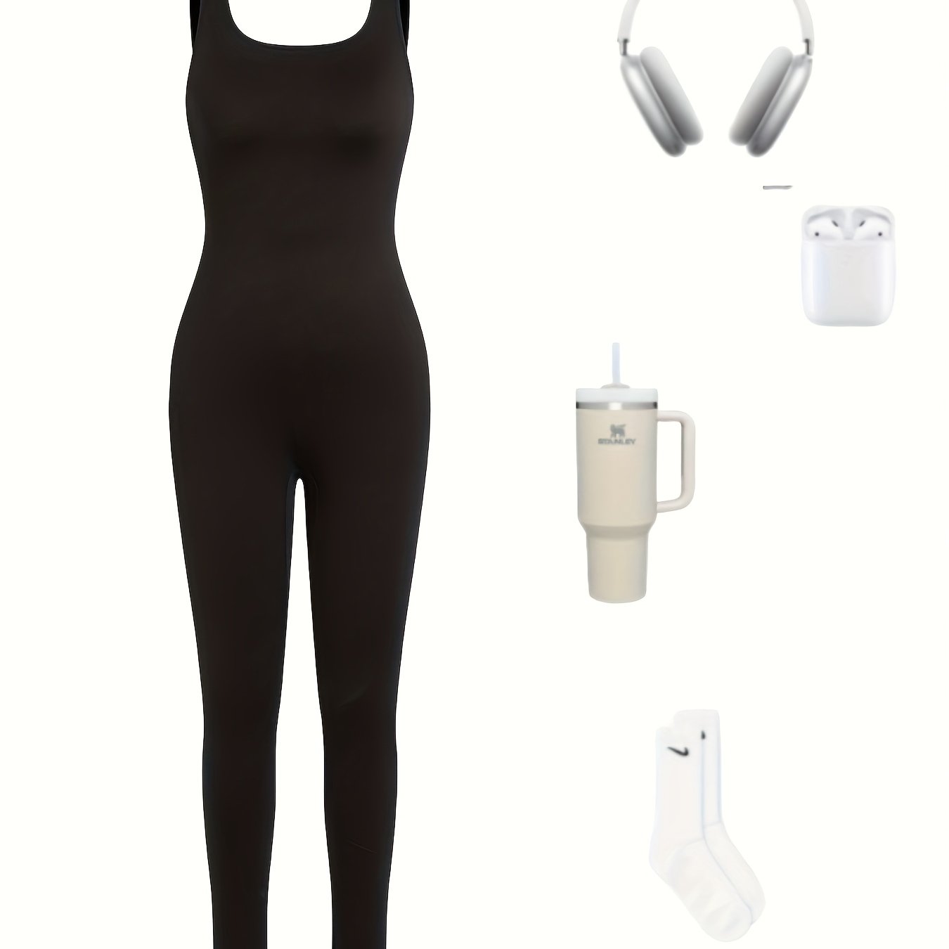 Women's High-Elasticity Backless Yoga Running Leggings - Solid Color Black Square Neck Workout Pants, Machine Washable Spring/Summer Fitness Apparel, Yoga Pants, Gym Apparel, Sleek Sporty Look, Highelasticity Fabric, Activewe - Topdecheztop.fr