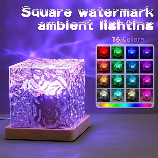 Projecteur de lumière nocturne 16 couleurs, cube lumineux en cristal - Topdecheztop.fr