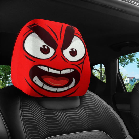 Lot de 2 housses d'appui-tête de voiture à imprimé visage en colère