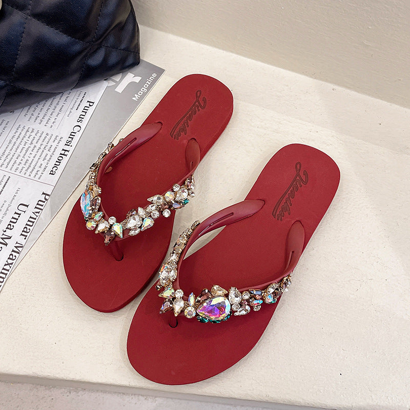 Tongs plates antidérapantes de style bohème pour femmes