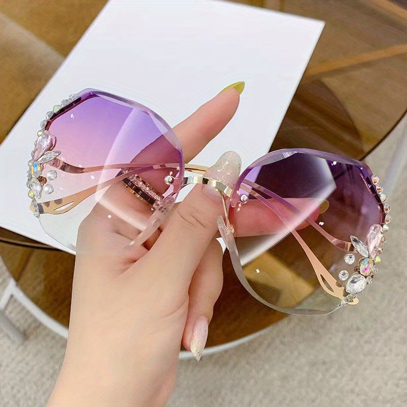 1 paire de lunettes tendance sans monture avec strass - Topdecheztop.fr