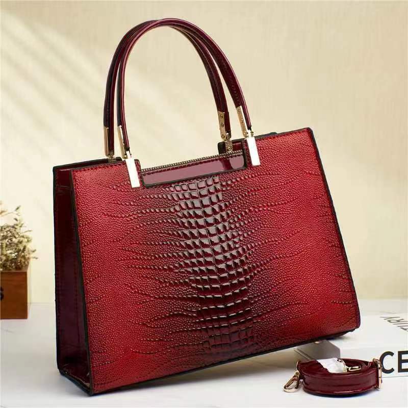 Sac à main à bandoulière motif crocodile pour femme