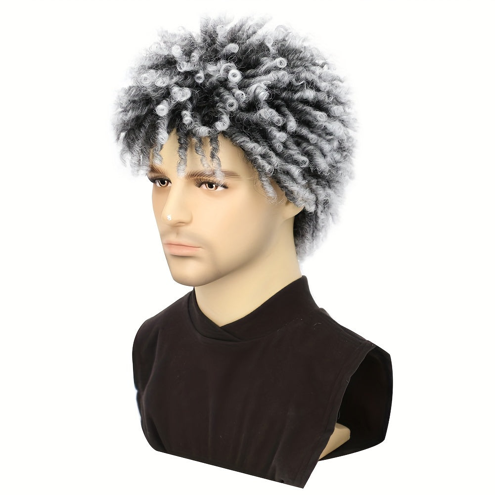 Perruque dreadlocks Saisity pour homme - Perruque synthétique courte afro