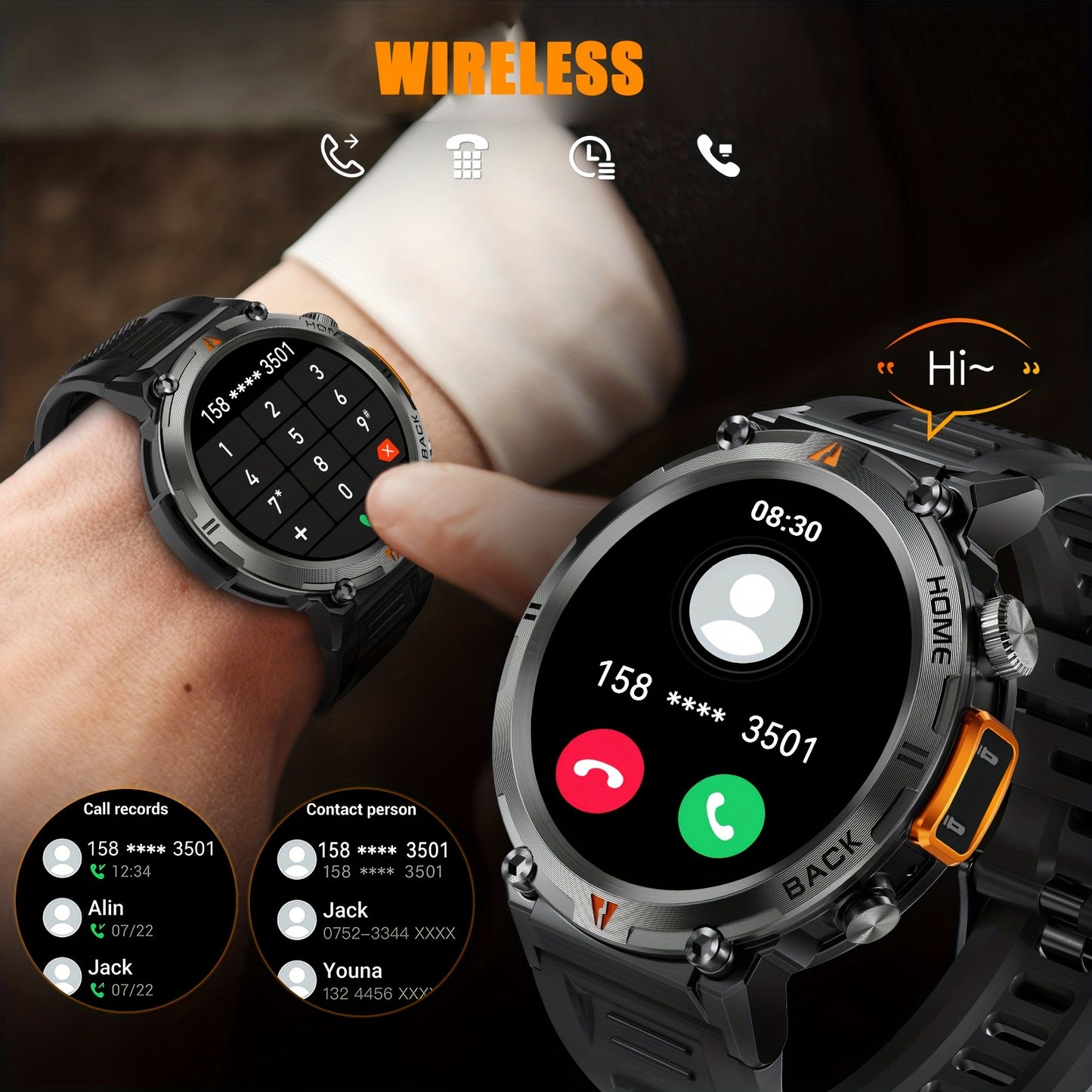 Montre connectée pour homme avec écran TFT 360p, écran 3,68 cm - Topdecheztop.fr