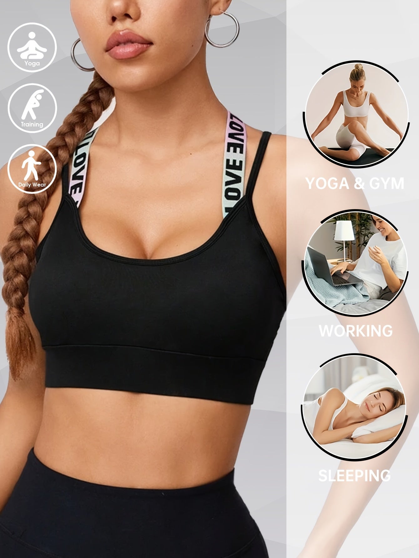 Soutien-gorge de sport croisé dégradé pour femme, sans armatures - Topdecheztop.fr