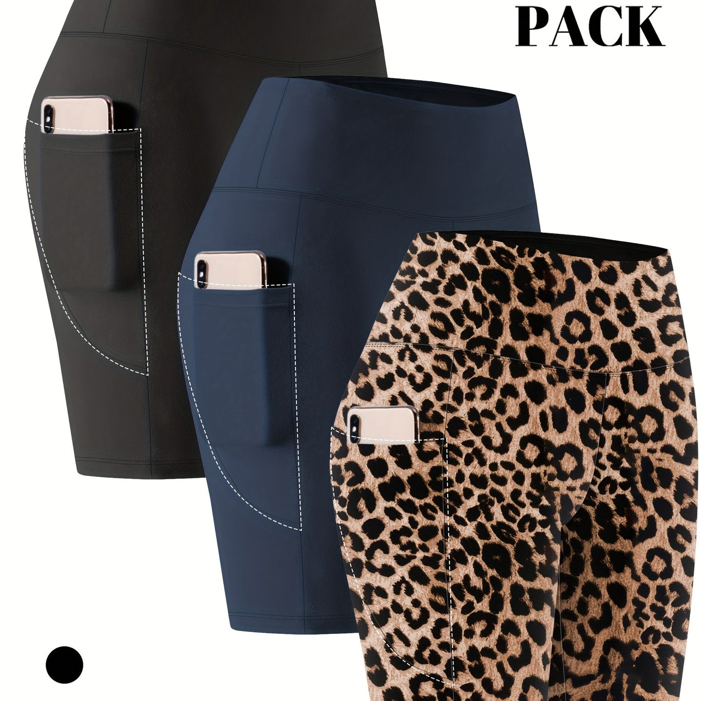 Lot de 3 bermudas taille haute avec poches en forme de lune, grande taille - Topdecheztop.fr