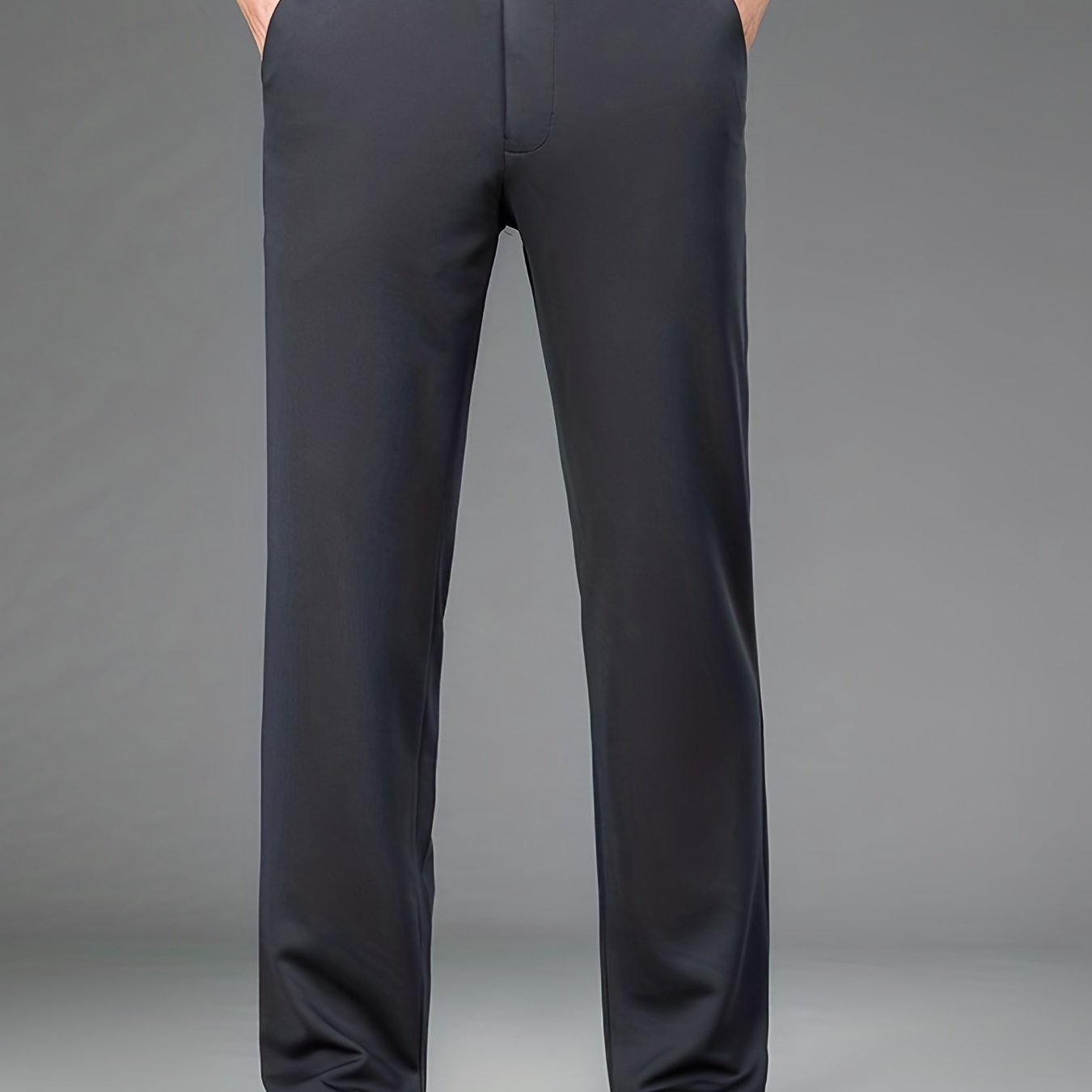 Pantalon habillé classique, couleur unie, légèrement extensible, pour homme