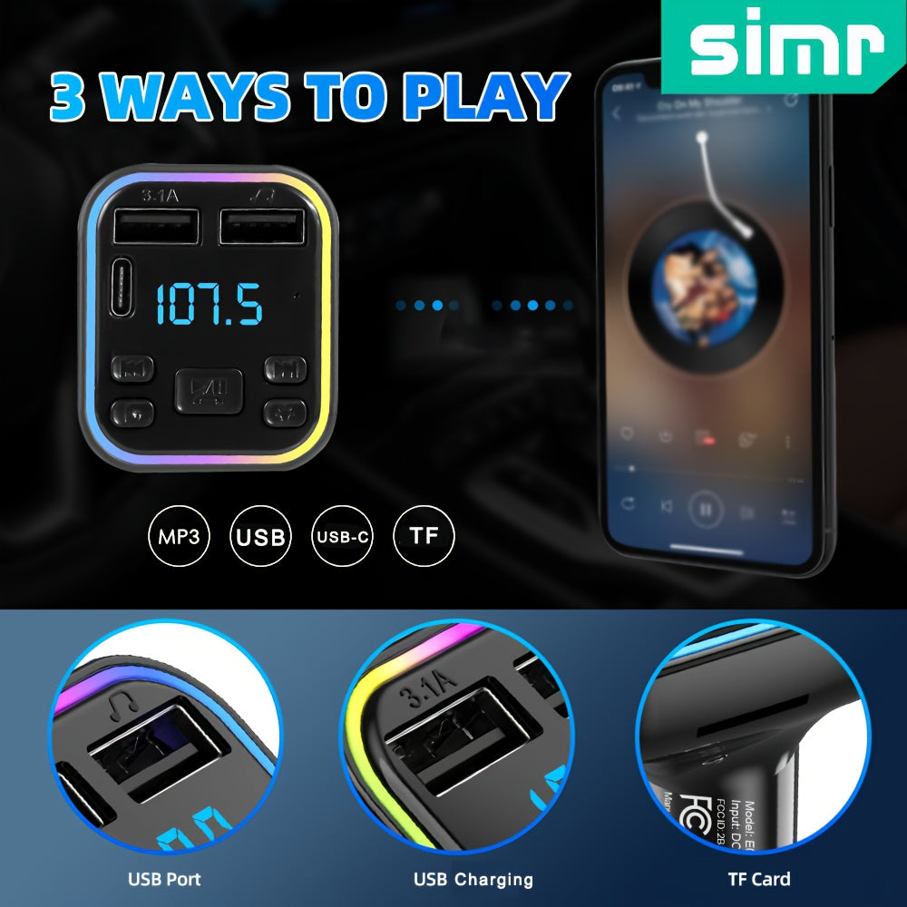 Lecteur MP3 de voiture avec transmetteur FM sans fil, charge rapide USB