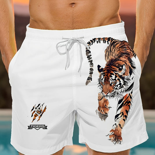 Short tendance à motif tigre bondissant, pantalon d'été