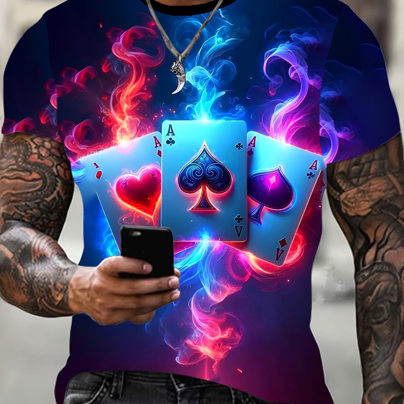T-shirt homme imprimé carte à jouer