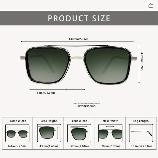 Lunettes carrées style hippie à monture métallique style punk rétro - Topdecheztop.fr