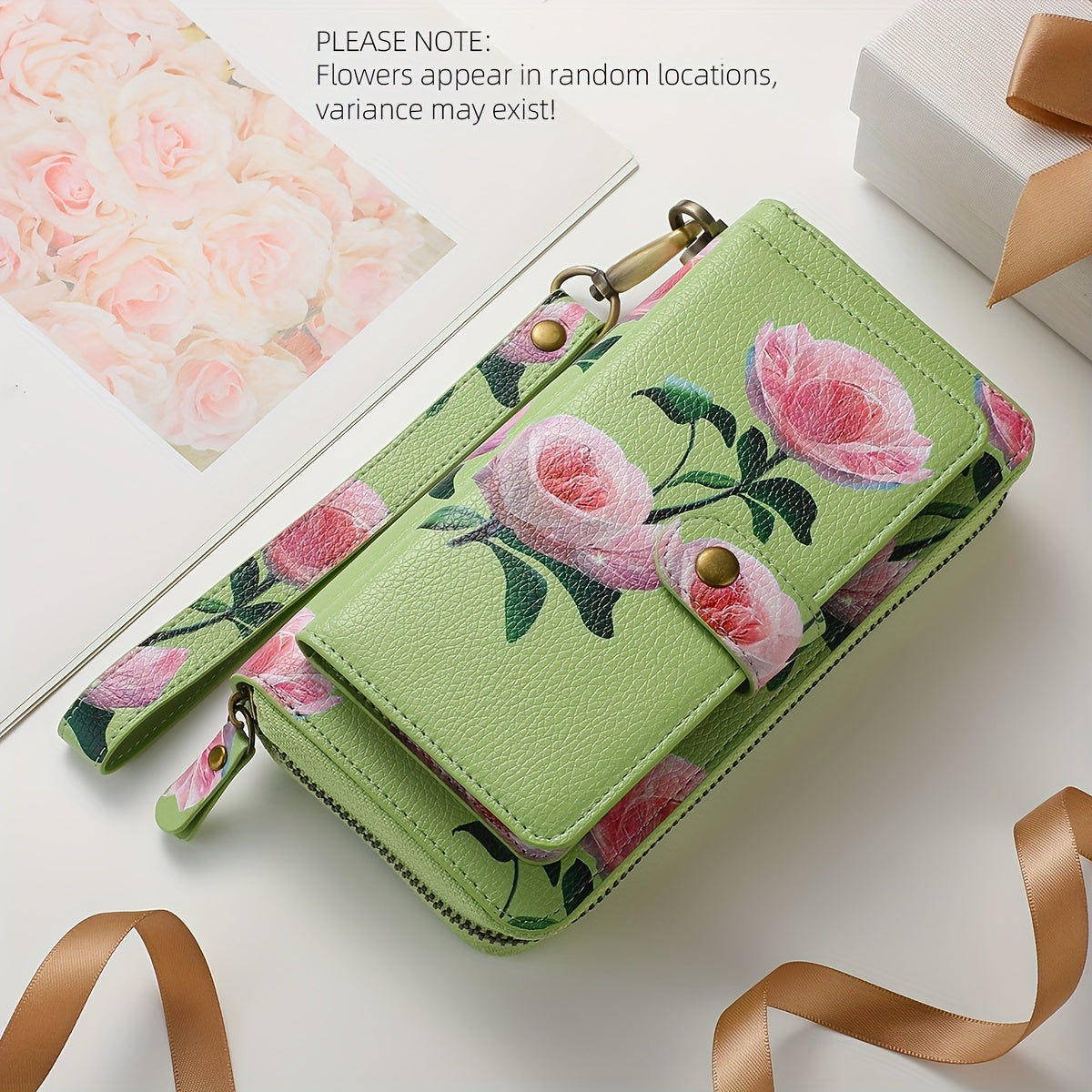 Sac à main en cuir PU à motif floral avec fermeture éclair - Topdecheztop.fr