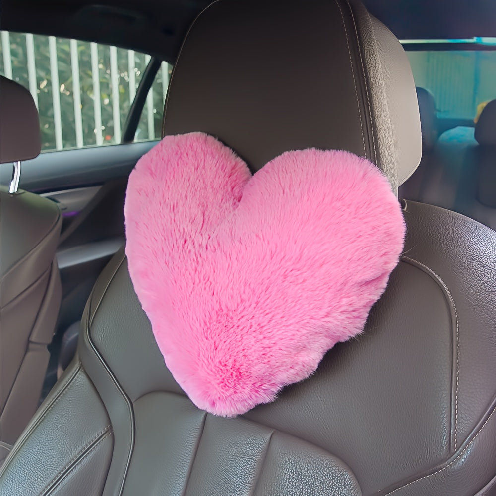 Appuie-tête de voiture (2 pièces), coussin en peluche en forme de cœur