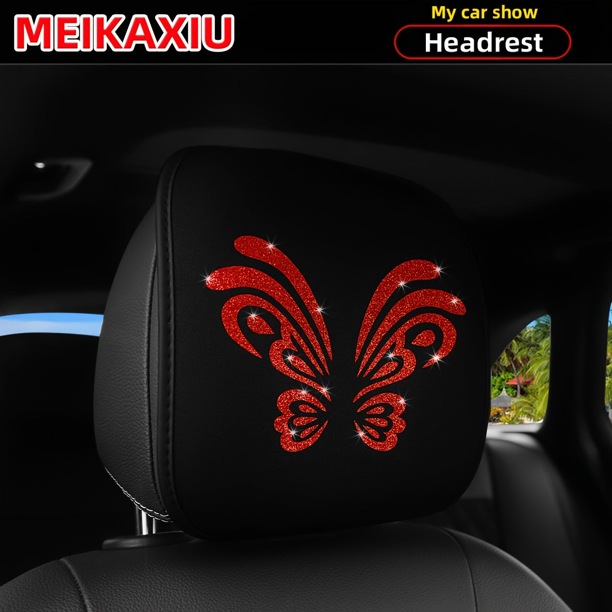1. Coussin d'appui-tête de voiture confortable et respirant, motif papillon