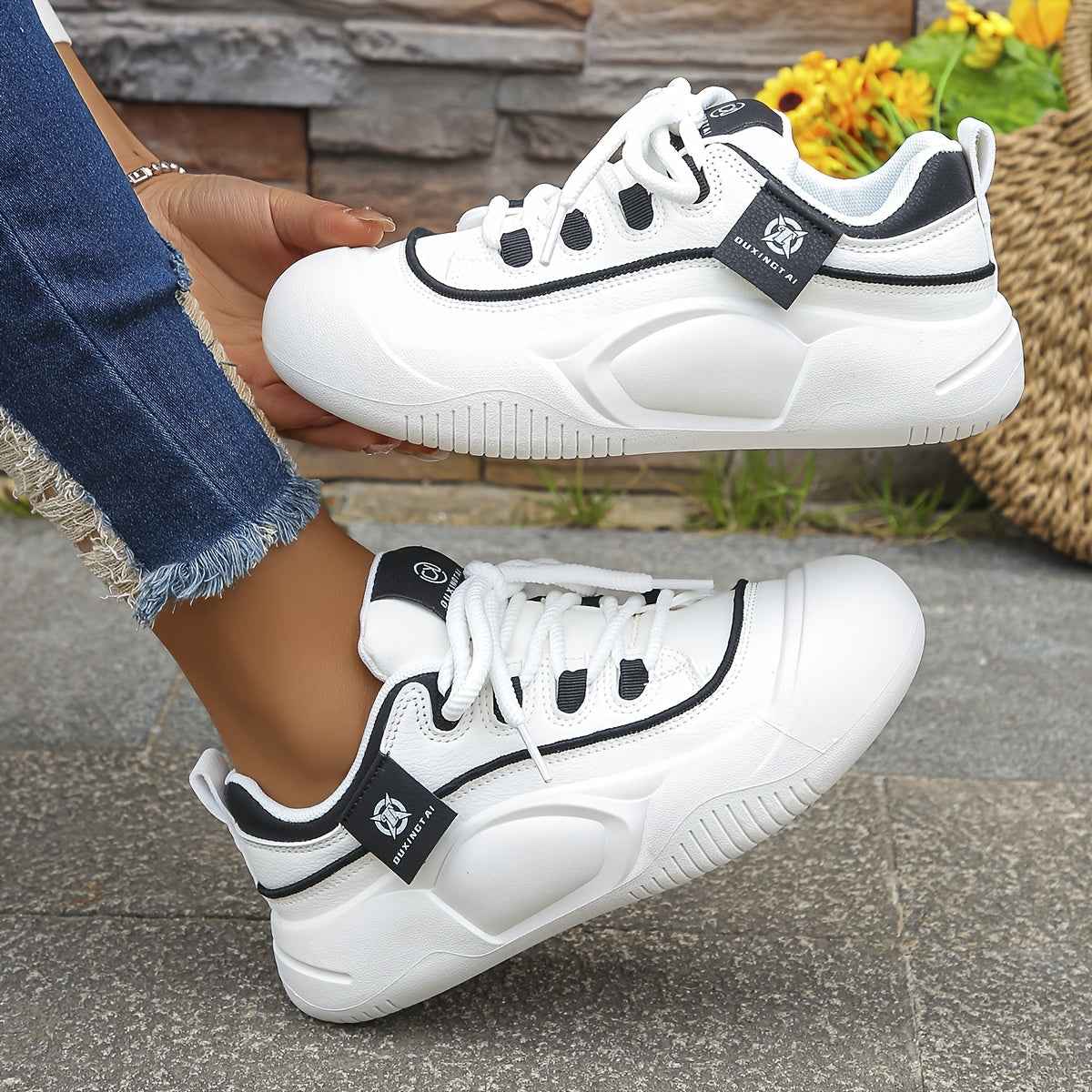 Four Seasons Trendy Ins Shoes for Women, Small Size Height Increase Shoes, Student White Shoes, Thick Sole Board Shoes for Women